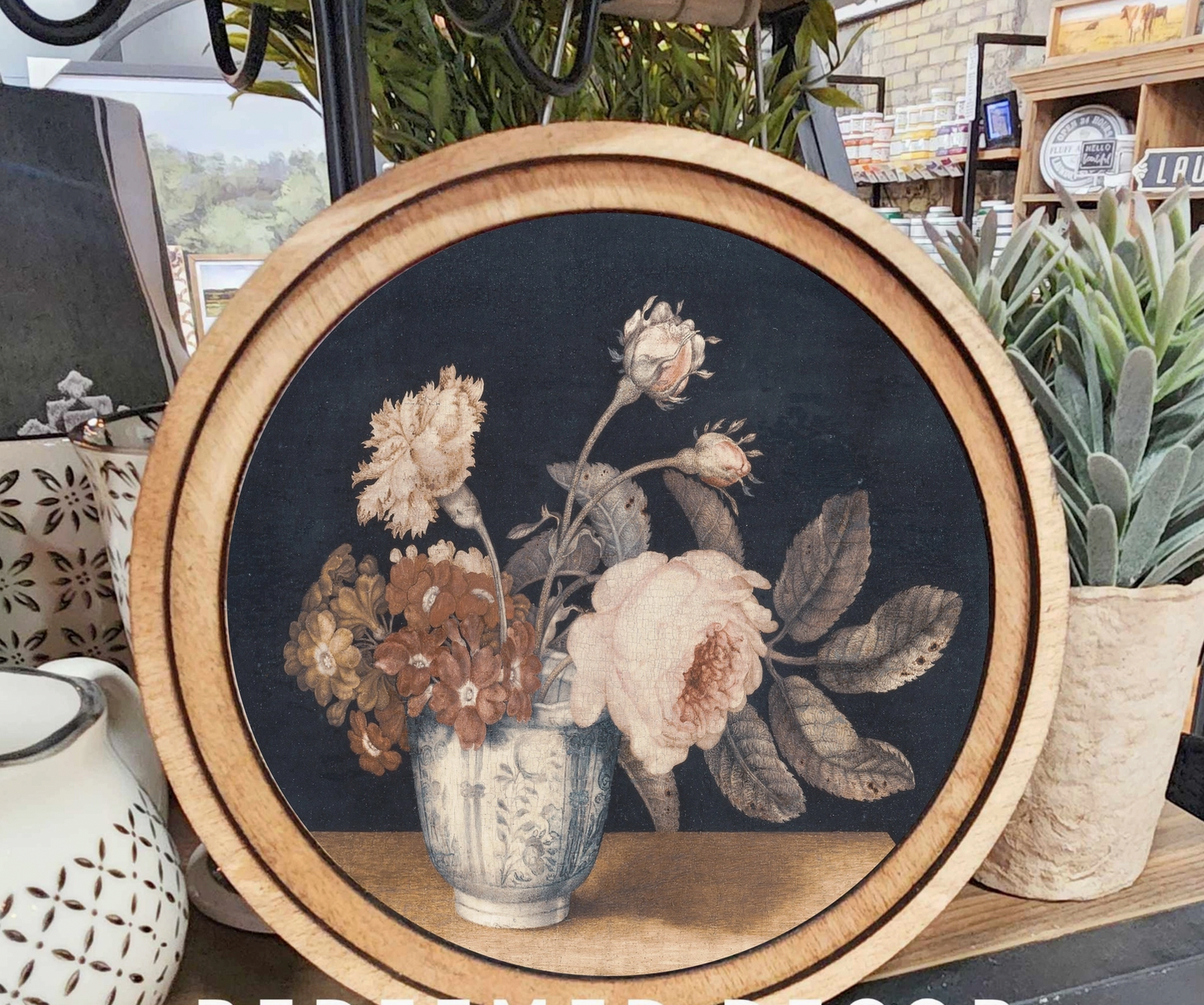 8" Round Vintage Flowers