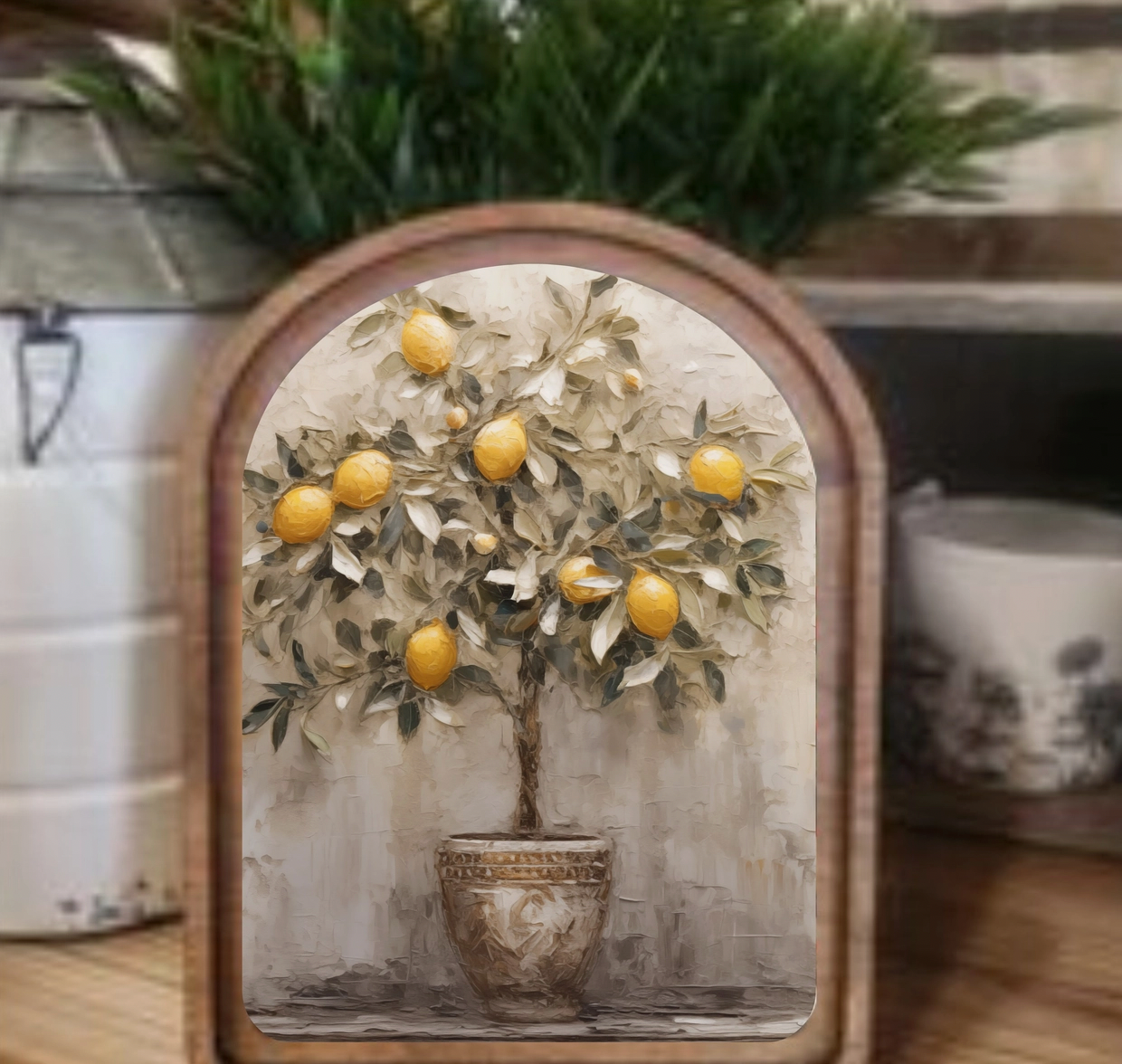 Arch Top Lemon Tree Framed Art