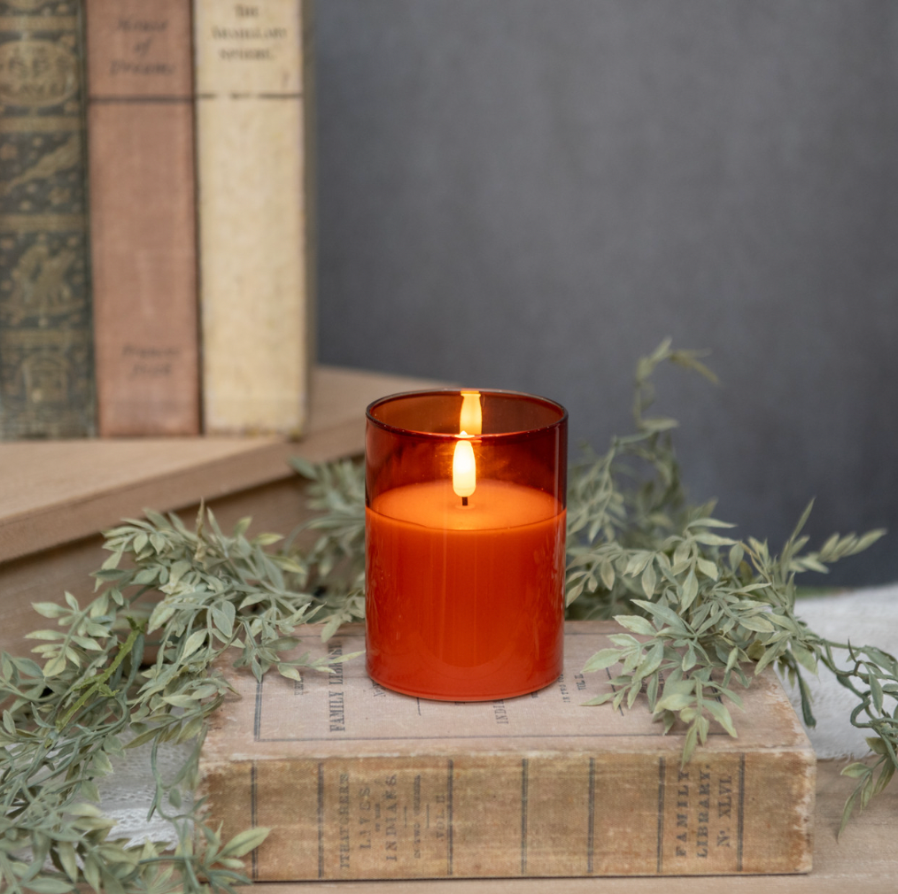 4" SIENNA GLASS 3D FLAME CANDLE