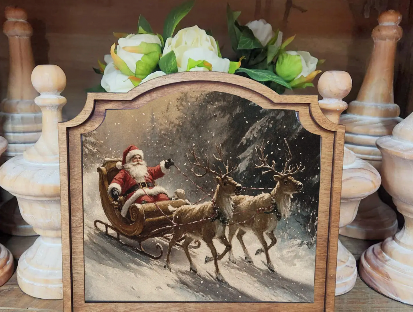Provincial Santa Sleigh Framed Art