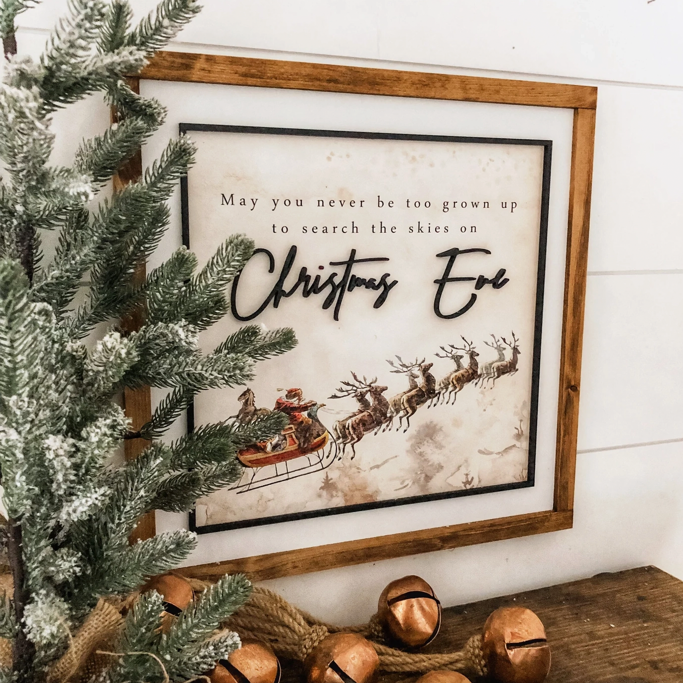 Search Skies Christmas Eve Handmade Wooden Sign