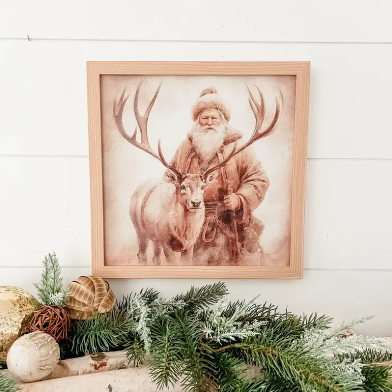 Vintage Santa With Reindeer