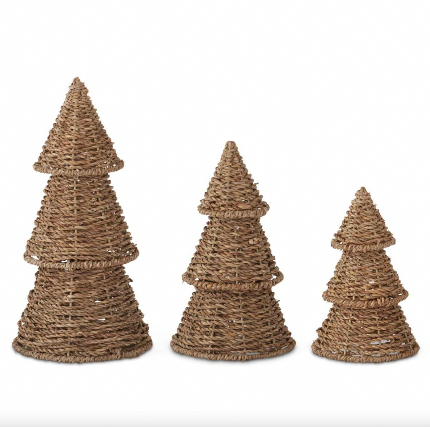 Set of 3 Rattan Woven Tabletop Christmas Trees