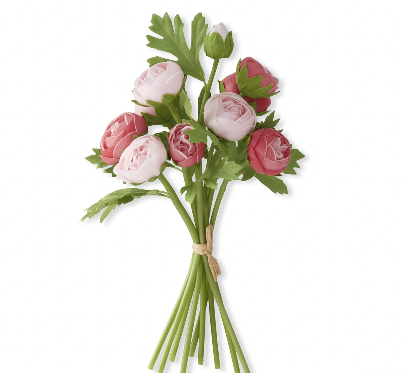 15 Inch Pink Rose Real Touch Ranunculus Bundle