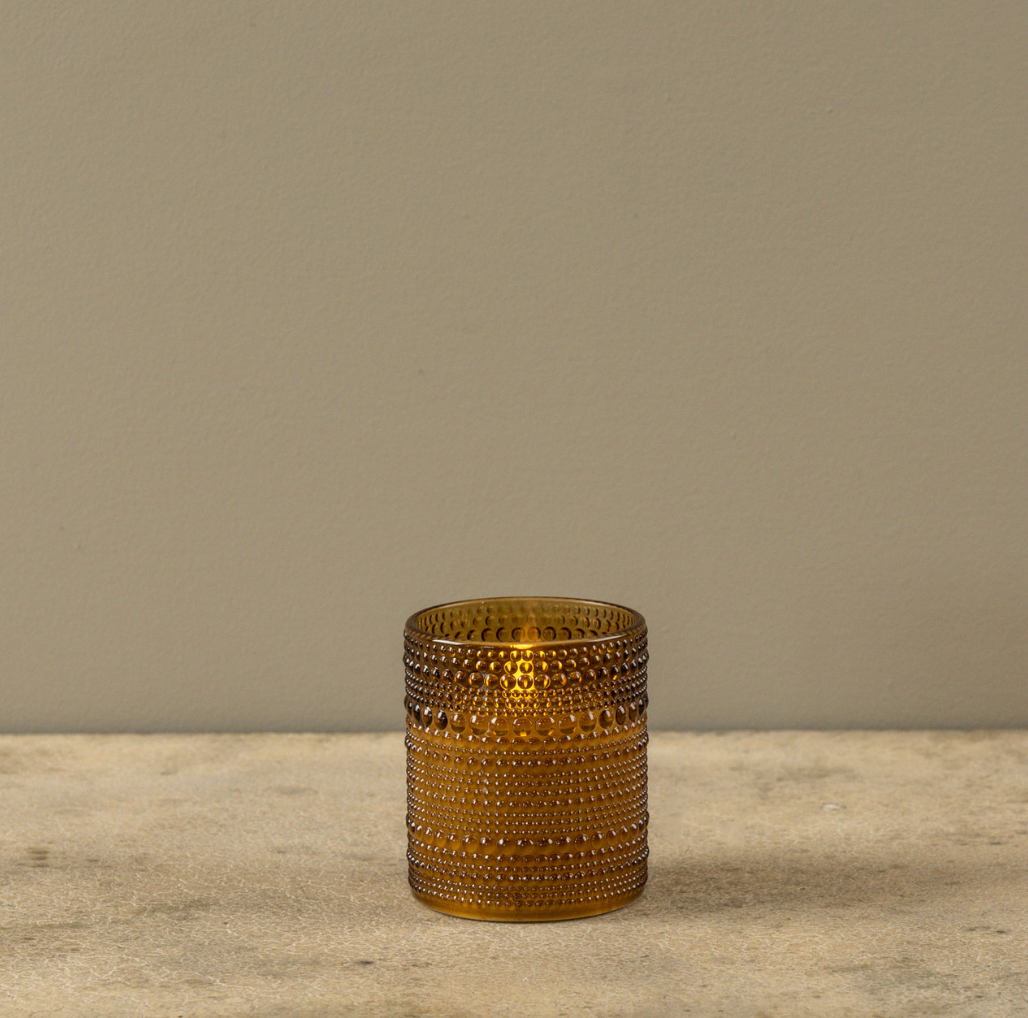 4" AMBER DOTTED GLASS 3D FLAME CANDLE