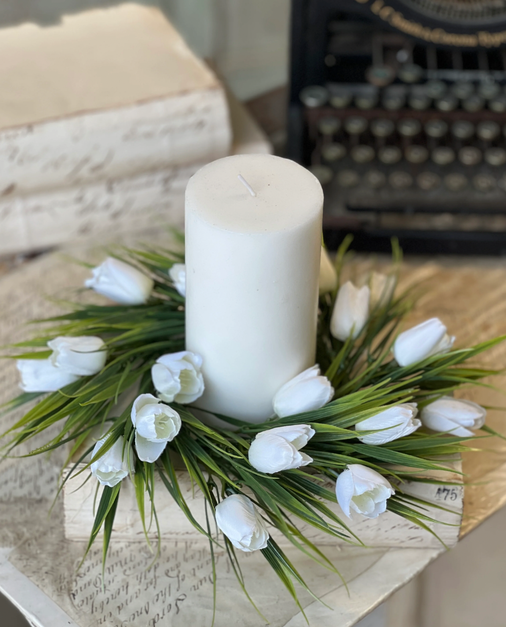 Tulip Candle Ring | 10" - Cream