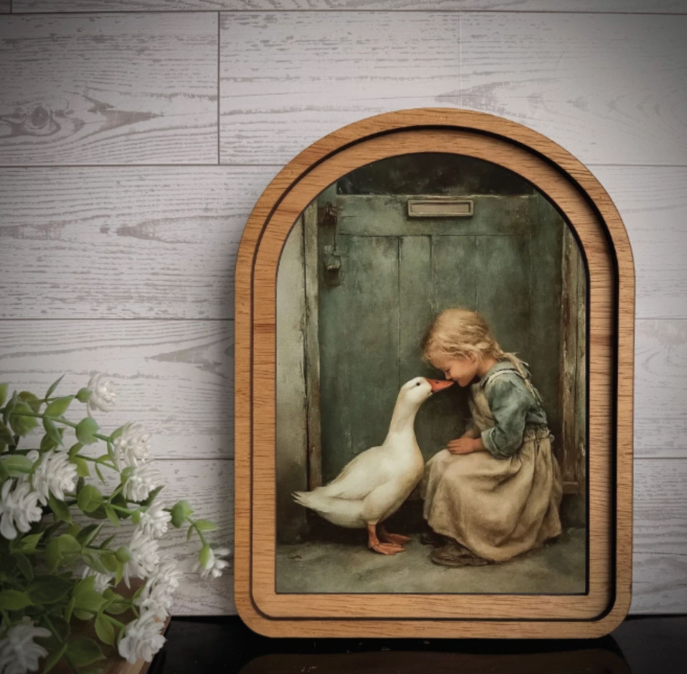 Arch Frame Art Print Duck Goose Girl Provincial