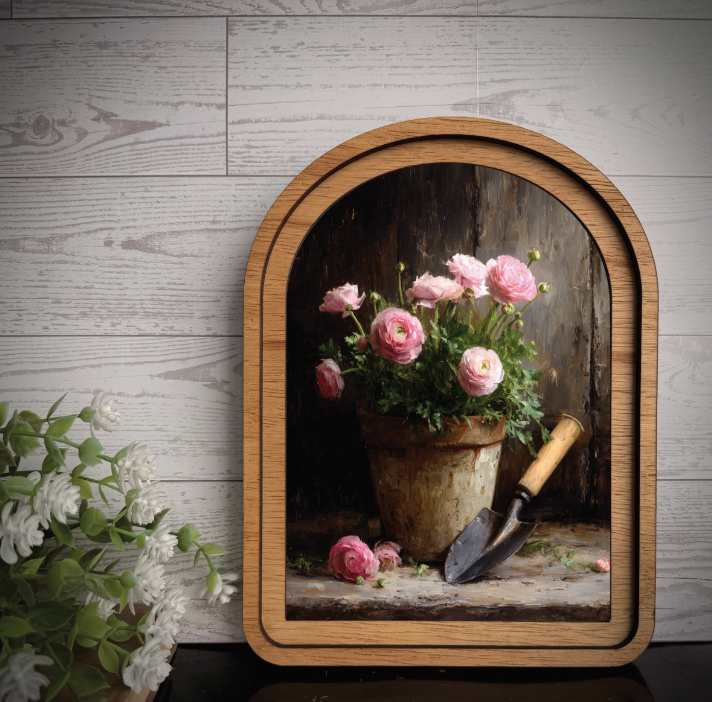 Arch Frame Art Print Ranunculus Pot Garden