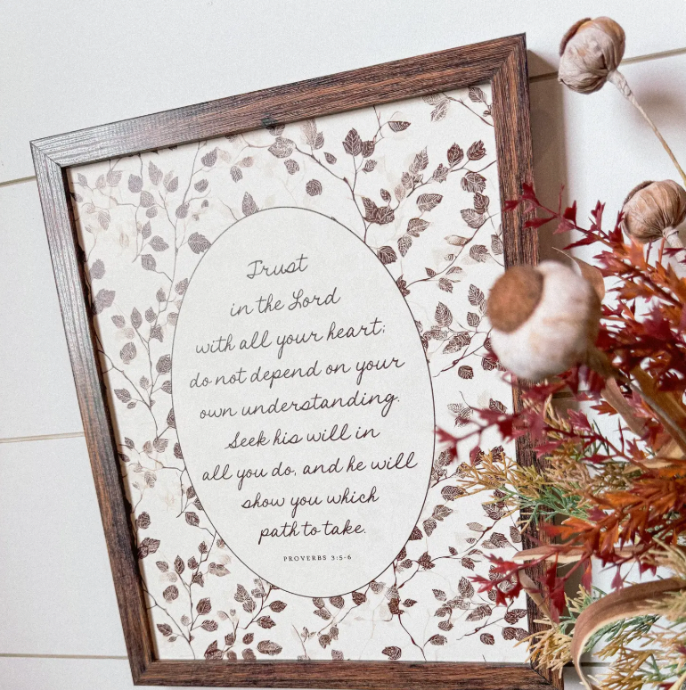Proverbs 3: 5-6 Bible Verse Wood Sign