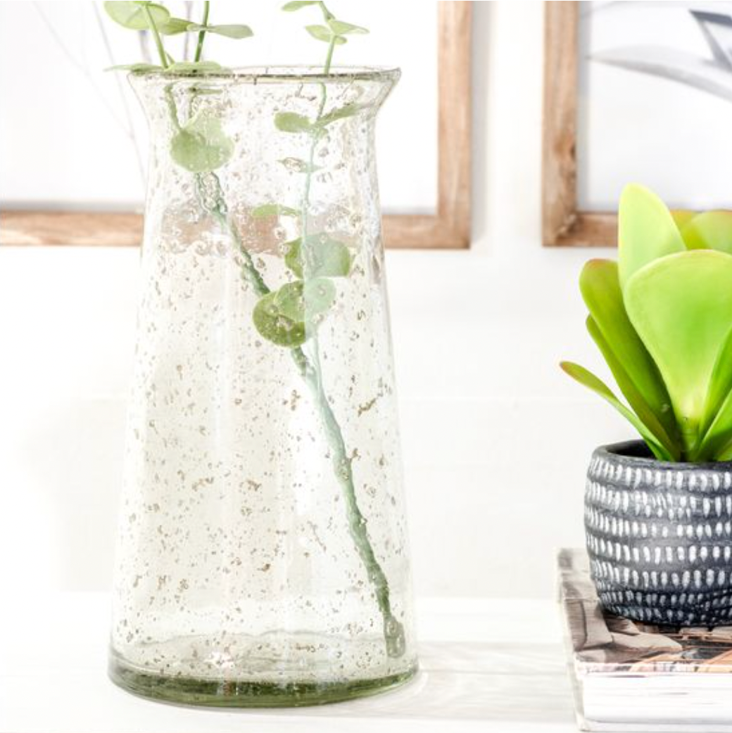 10.25" STONEWASH GLASS VASE