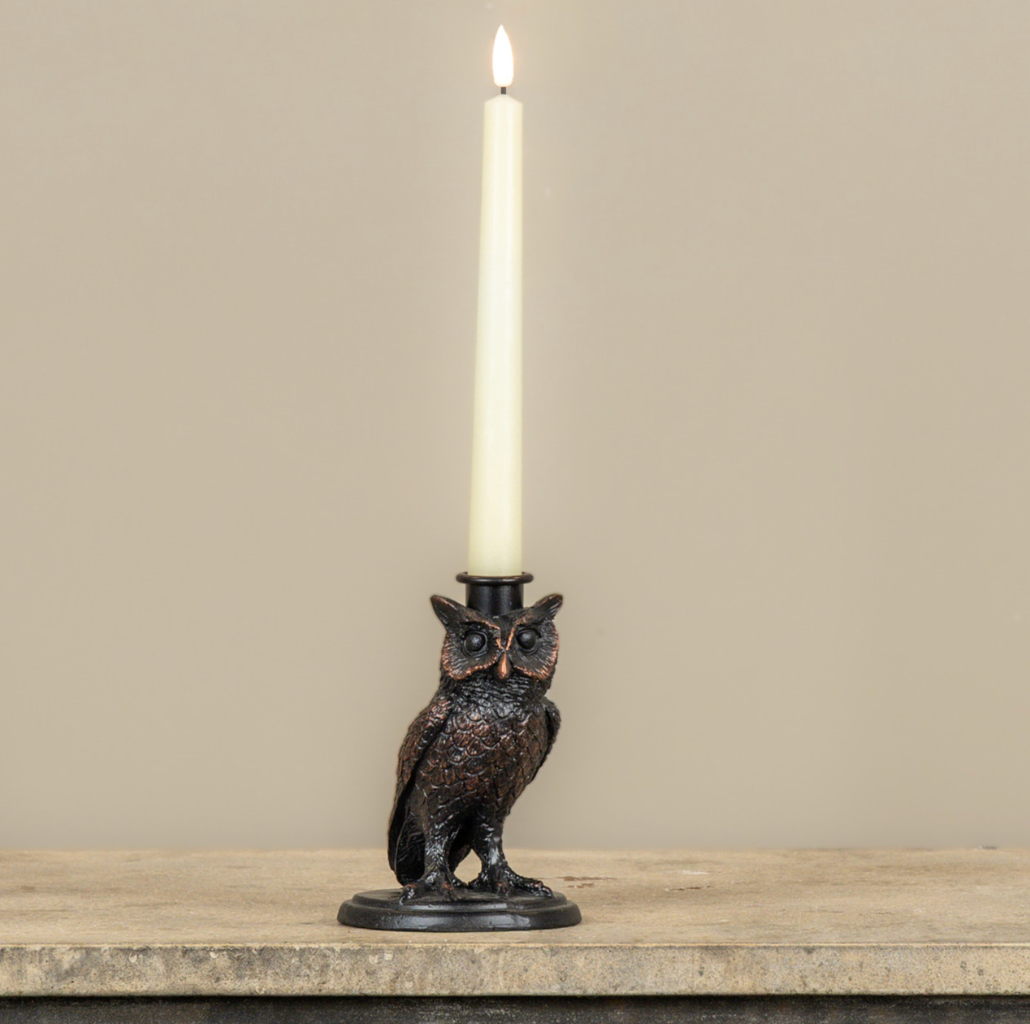 5.5" BLACK OWL TAPER CANDLE HOLDER