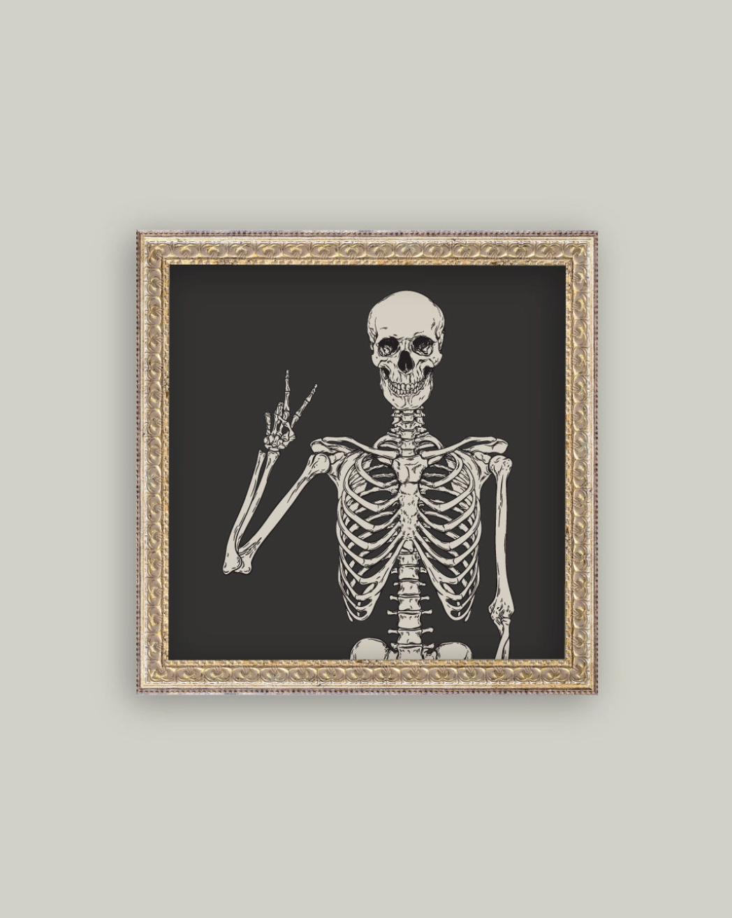 Skeleton Framed Antique Art