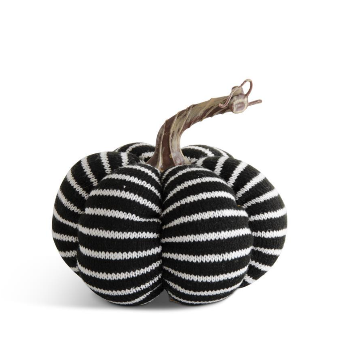 Black & White Striped Fabric Pumpkin