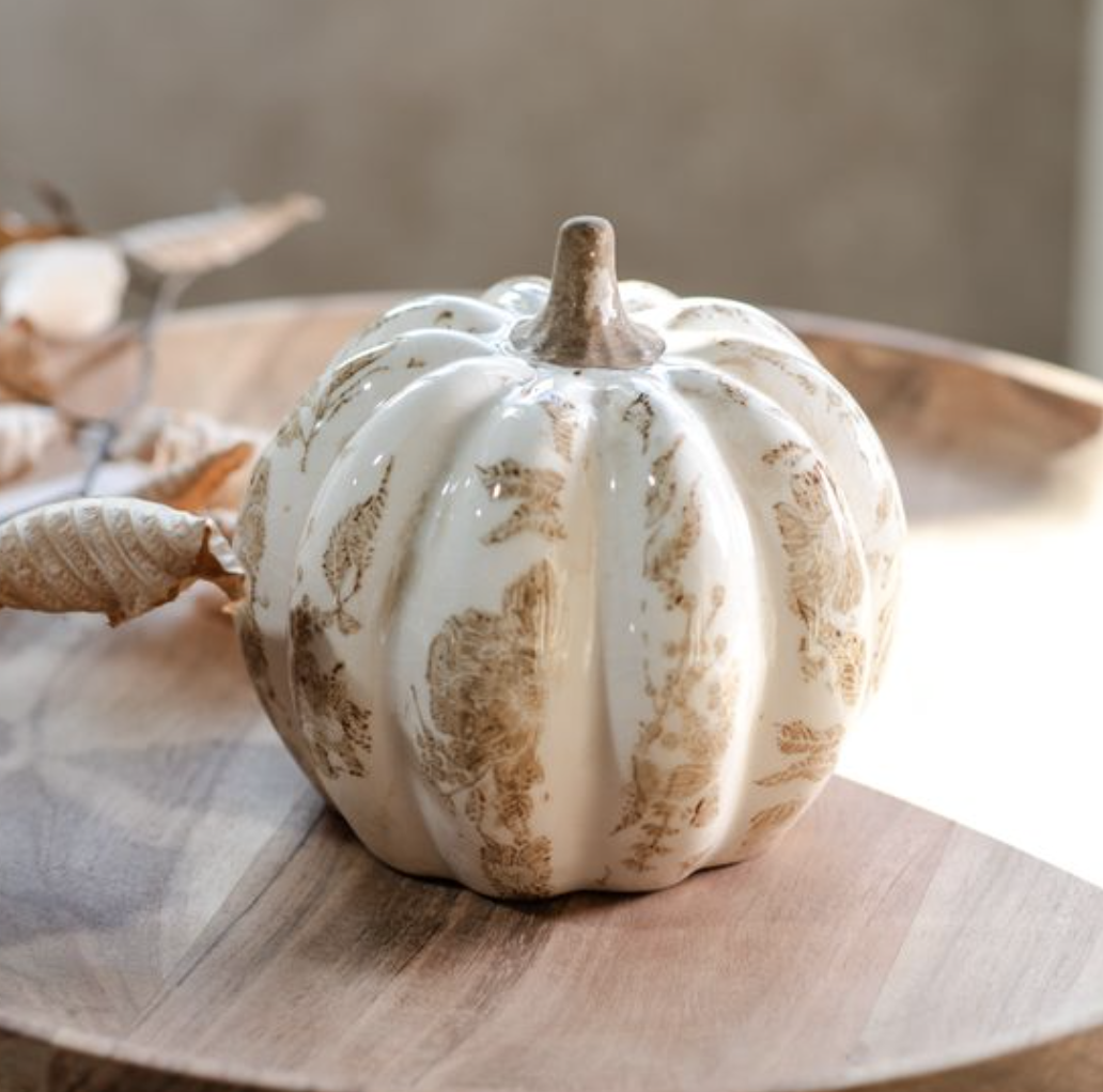 5"H BEIGE HEIRLOOM PUMPKIN