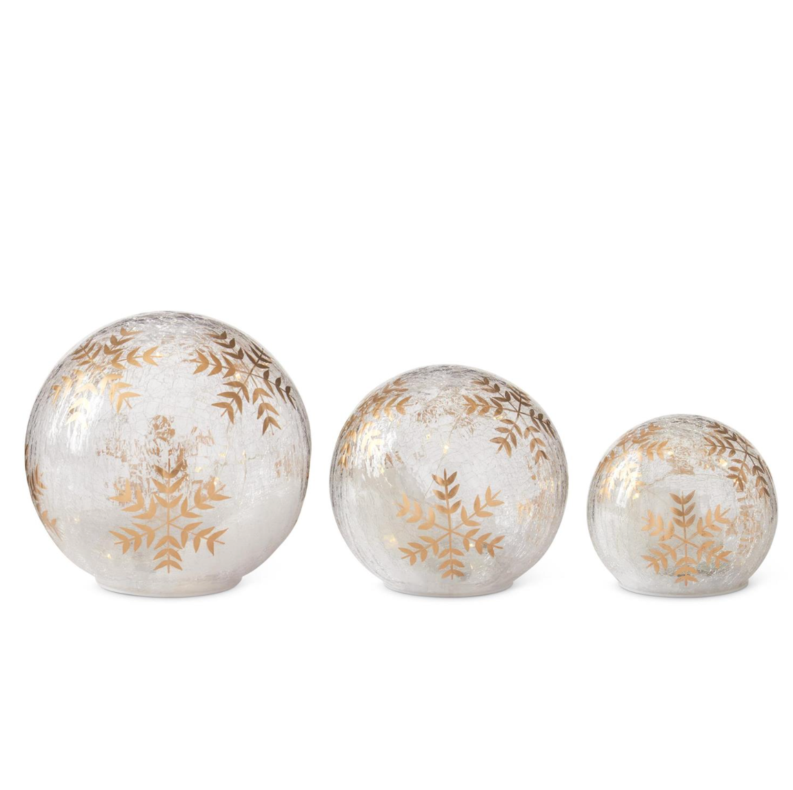 Gold Hand-painted Snowflake LED Crackled Globe