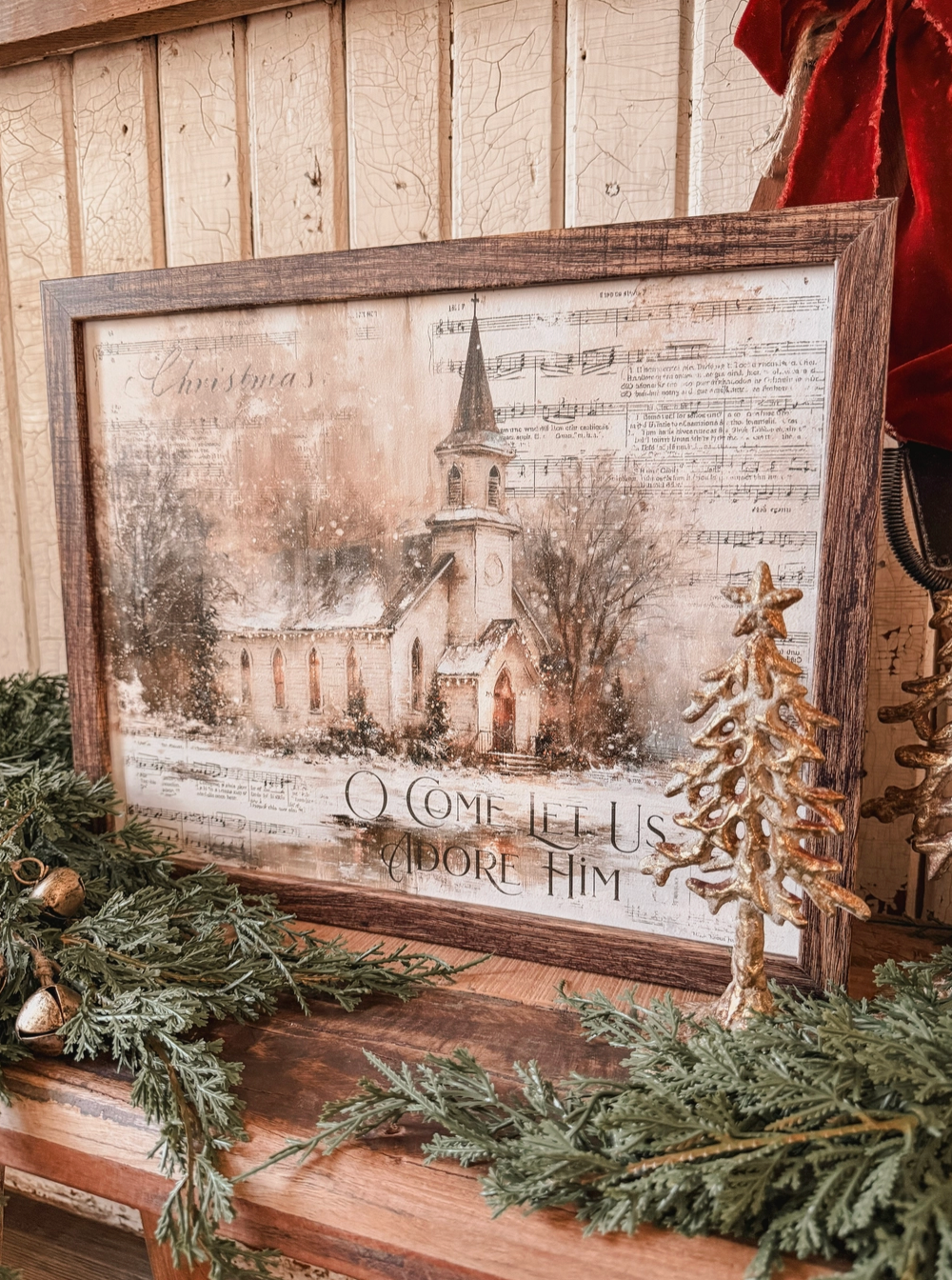 O Come Let Us Adore Him Christmas Church Wood Sign