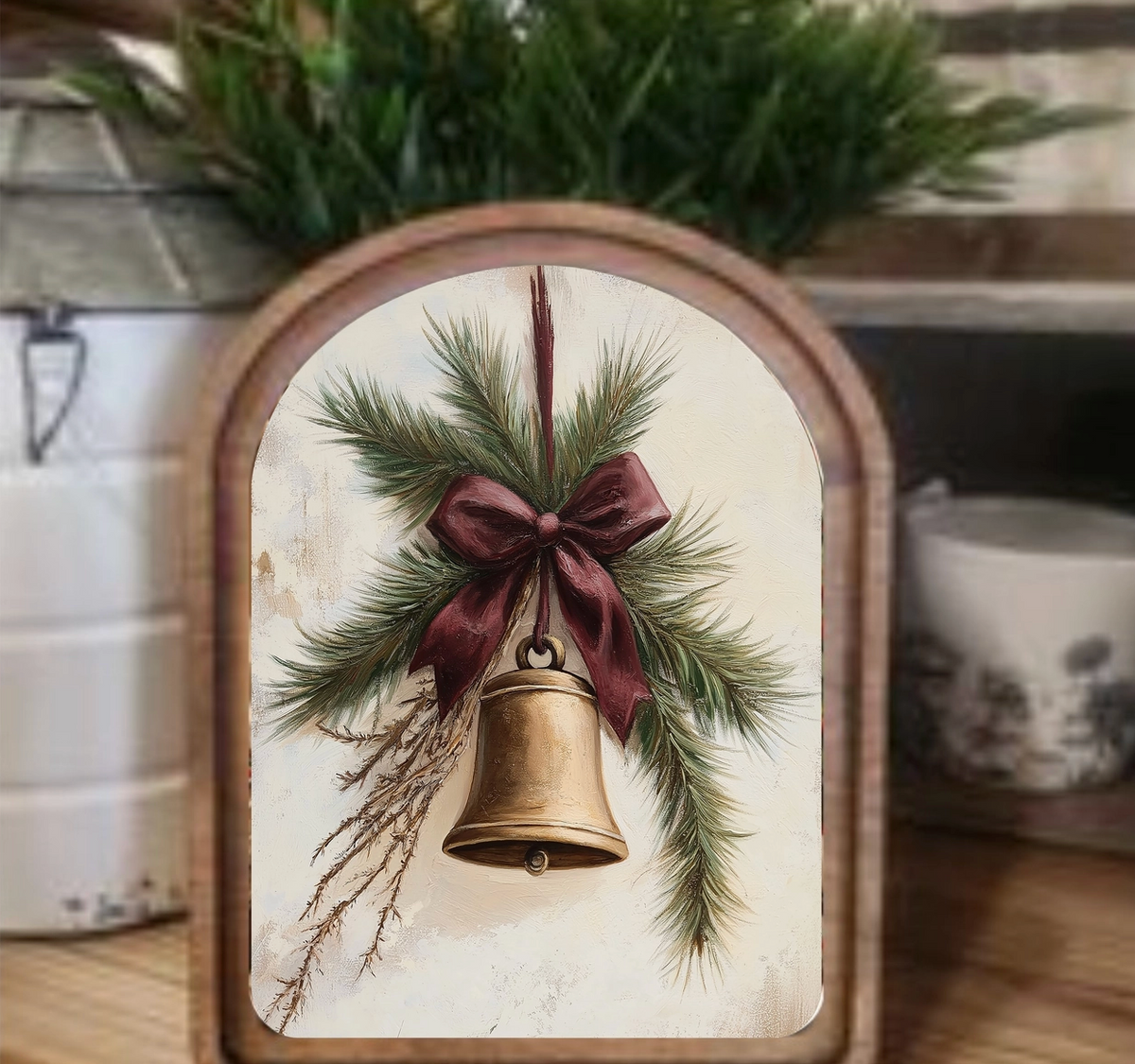 Arch Top Christmas Bell Framed Art
