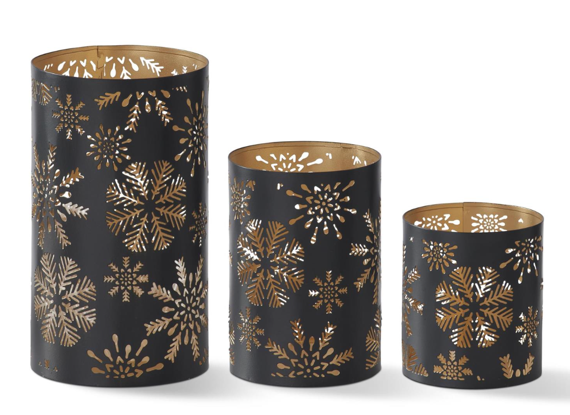 Black Metal Snowflake Cutout Nesting Containers