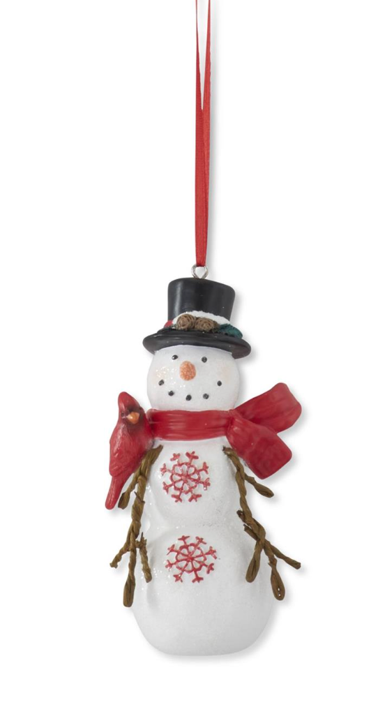 4.5 Inch Resin Snowman Ornament w/Poseable Arm