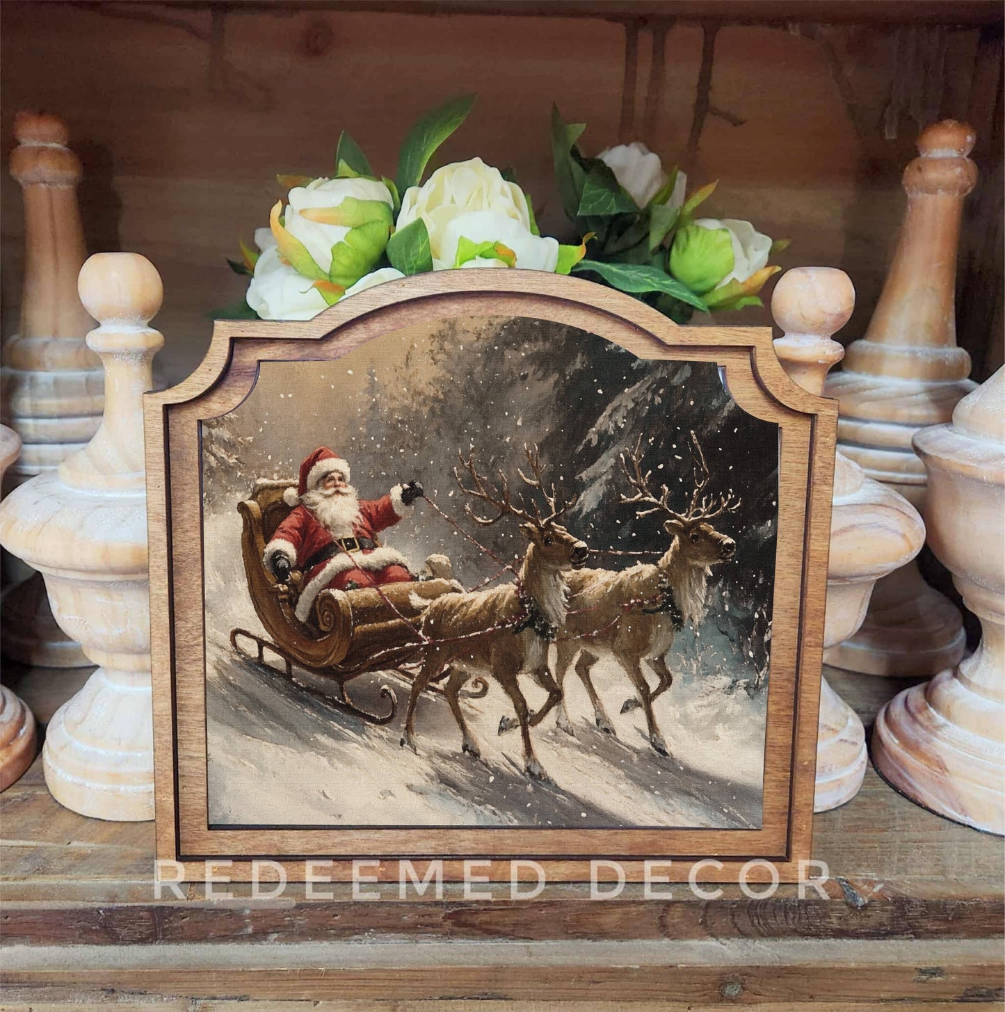 Redeemed Decor - Provincial Santa Sleigh Framed Art