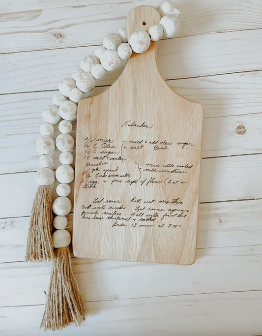 Handwritten Recipe on Cutting Board