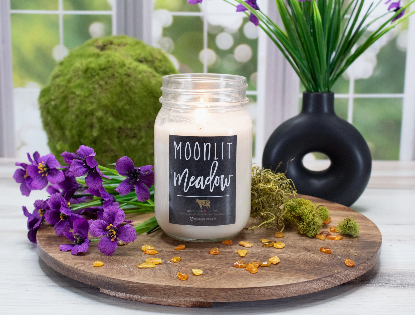 Farmhouse Mason Jar 13 oz: Moonlit Meadow