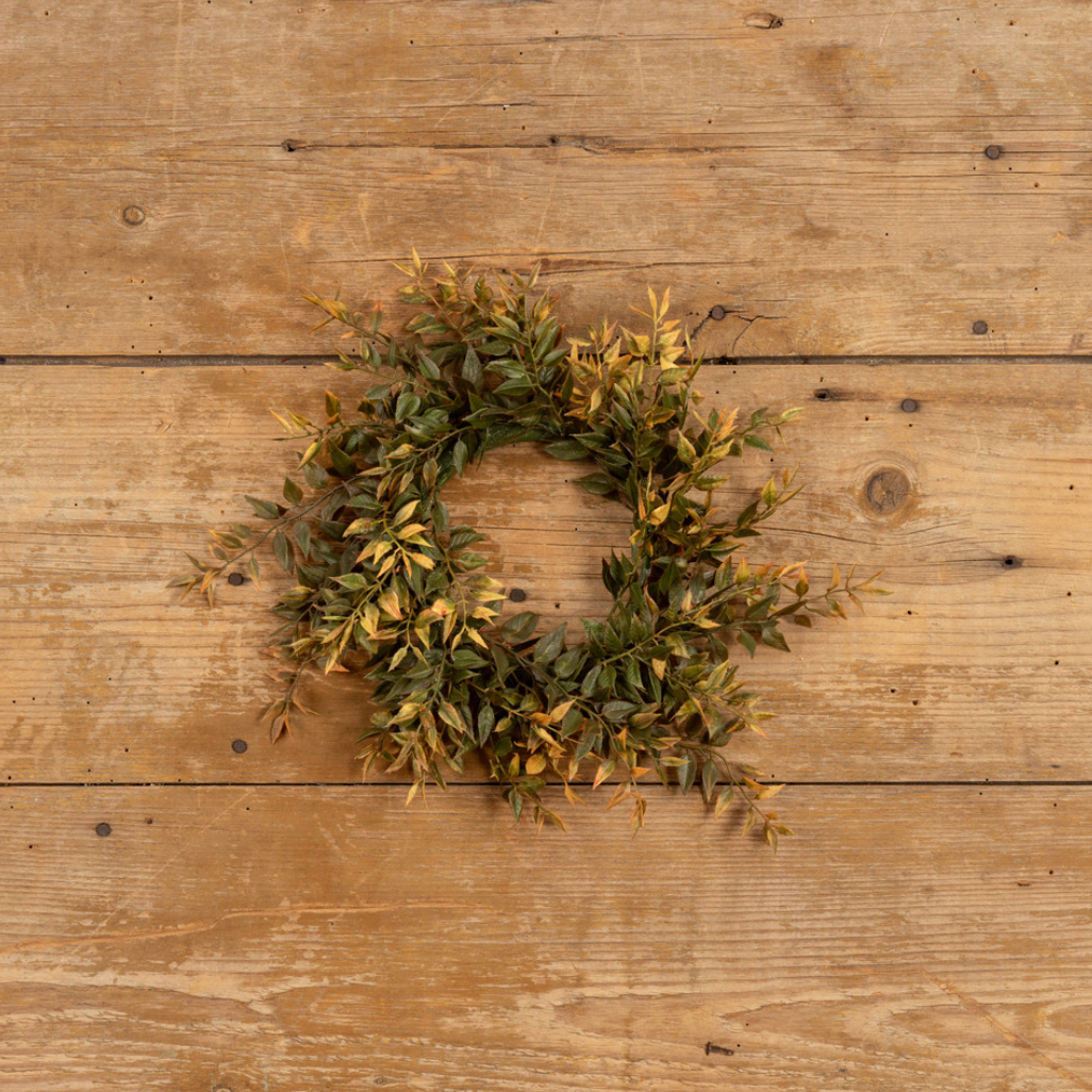 12" HARVEST MEXICAN FERN CANDLE RING