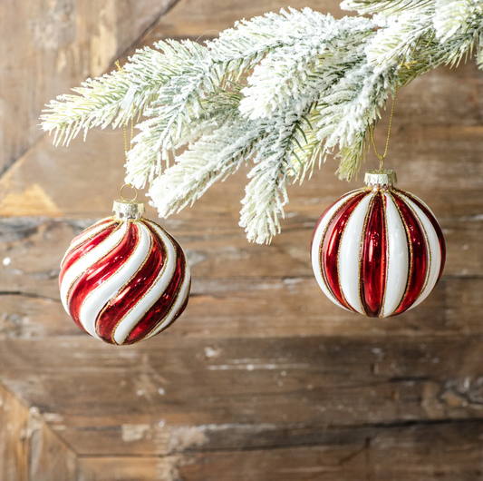 Red/White Glass Ball Ornaments