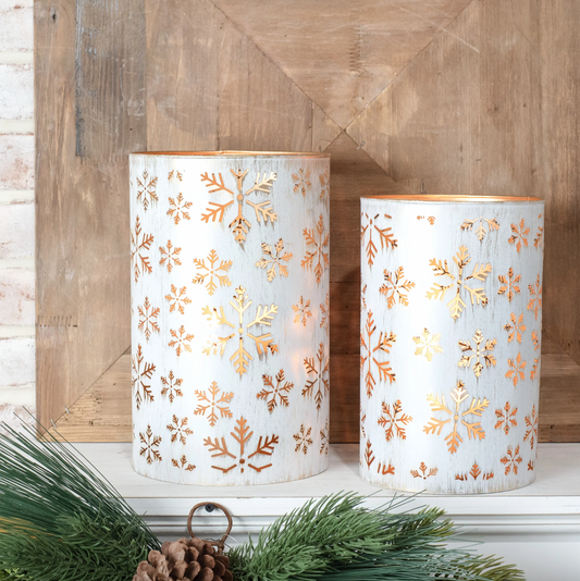 White Tin Snowflake Lanterns