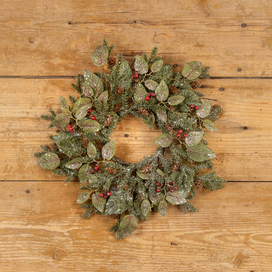 SNOWY FITTONIA, PINE & BERRY CANDLE RING