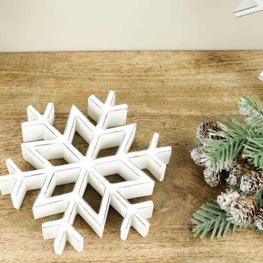 White Wash Wood Snowflake