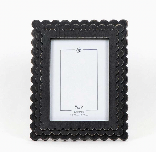 Wood Photo Frame (Scallop) Black (4x6 Pic)