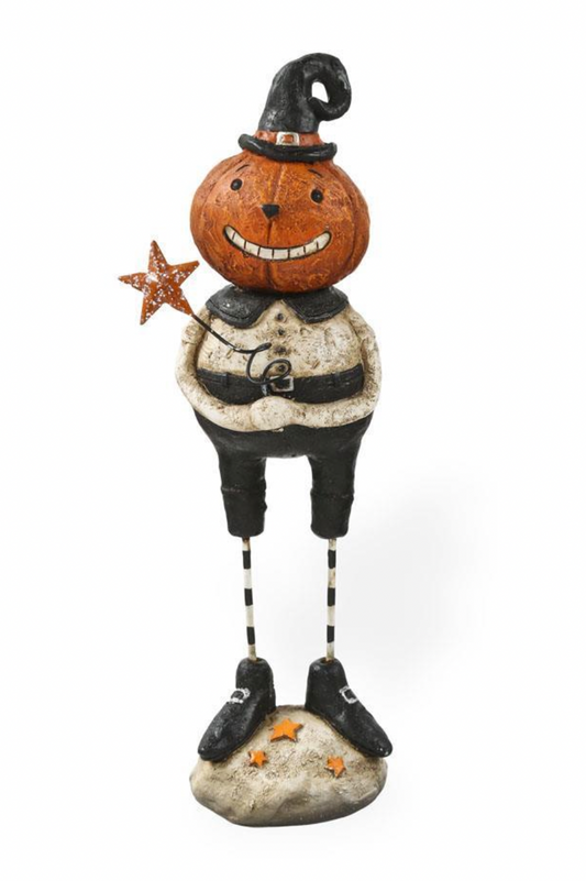 7.5 Inch Resin Standing Pumpkin Man w/Hat Holding Star