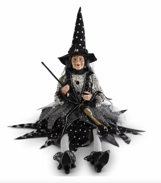 30.75 Inch Sitting Sabrina Witch w/Broom & Polka