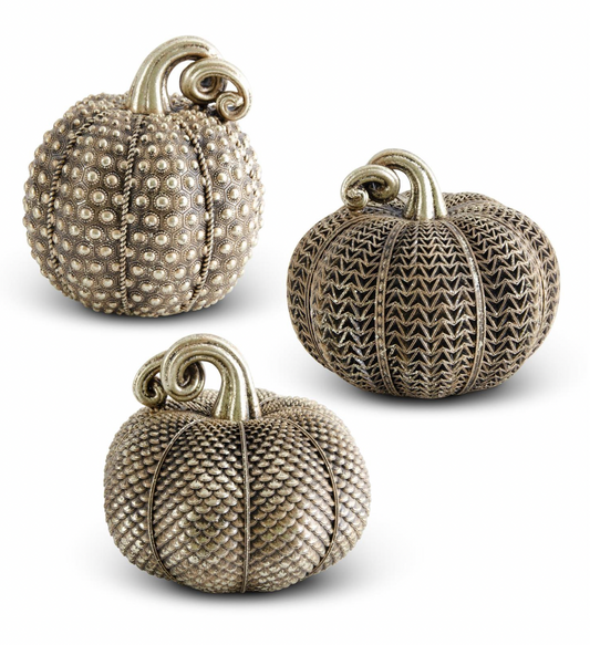 Assorted Antique Gold Textured Pumpkins