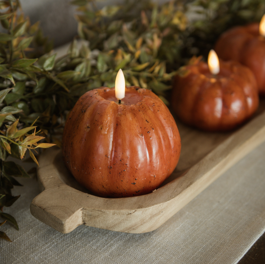 4" ORANGE 3D FLAME TALL PUMPKIN CANDLE