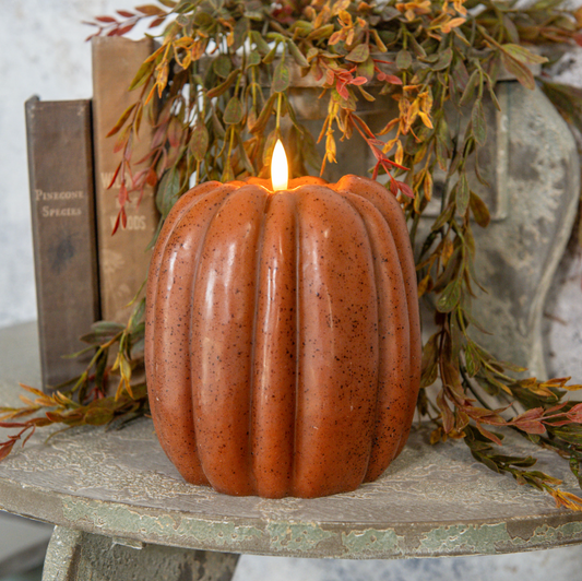 6.5" BRONZE 3D FLAME PUMPKIN CANDLE