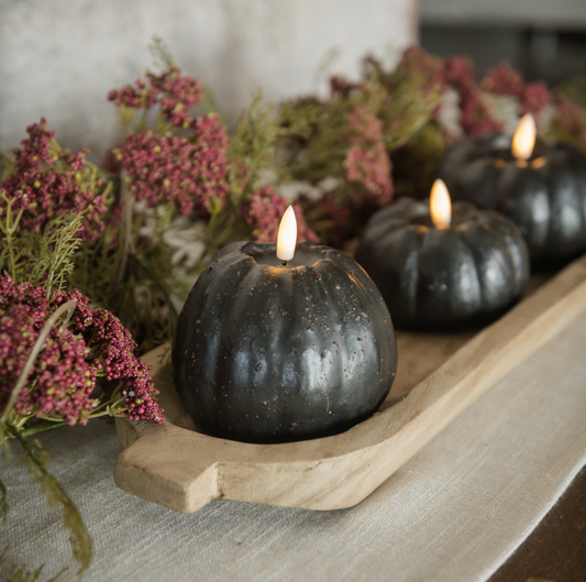 4" BLACK 3D FLAME TALL PUMPKIN CANDLE