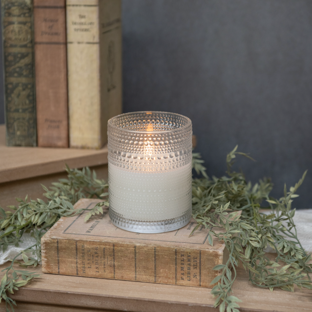 4" DOTTED GLASS 3D FLAME CANDLE