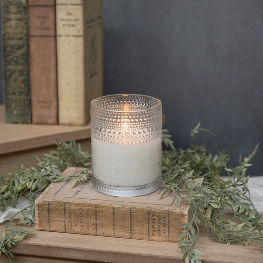 4" DOTTED GLASS 3D FLAME CANDLE