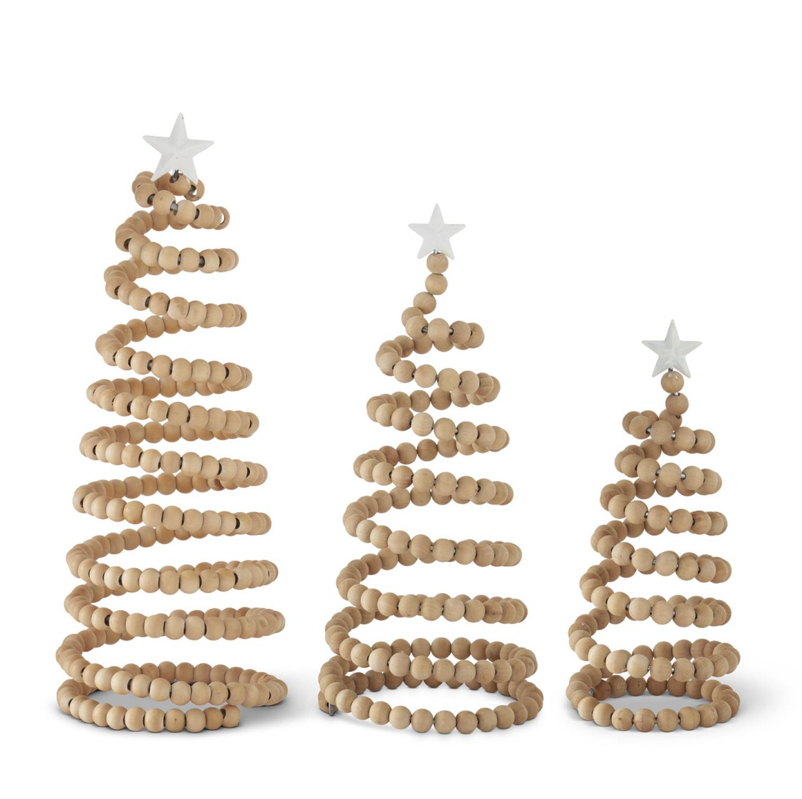 Natural Wood Bead Spiral Christmas Tree