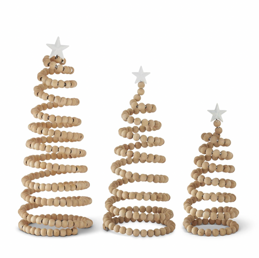 Natural Wood Bead Spiral Christmas Tree