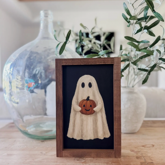 Ghost with Jack O'lantern | Halloween Wall Art
