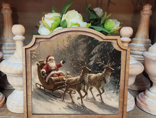 Provincial Santa Sleigh Framed Art