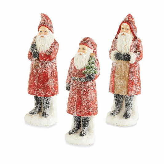 8 Inch Assorted Sugared Santa Figurines (3 Styles)