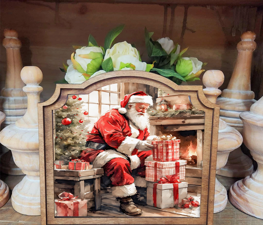 Provincial Santa with Gifts Framed Art