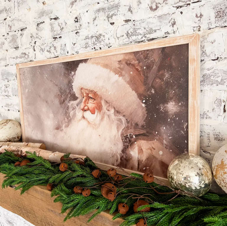 Vintage Neutral Santa Print