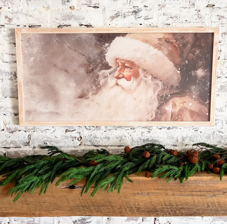 Vintage Neutral Santa Print