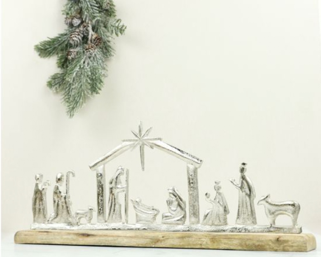 19.7" ALUM. WOOD NATIVITY TABLETOP