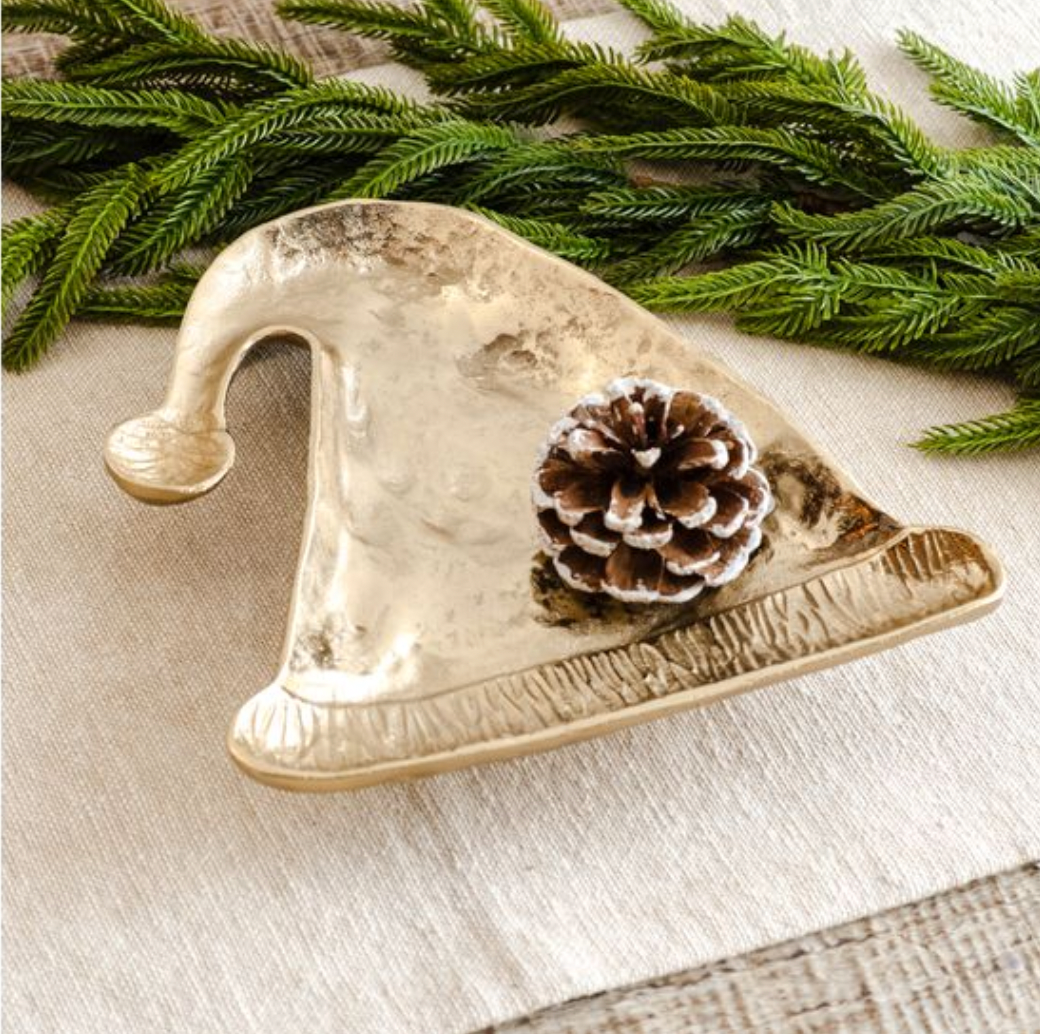 8.5" GOLD CHRISTMAS CAP TRAY